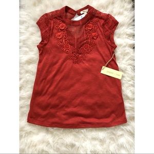 Paper + tee elegant floral embroidered shirt